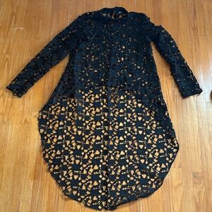 Black Lace Long Sleeve High/low top
